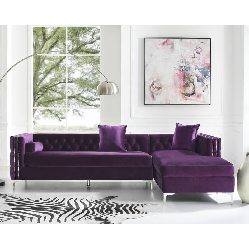 Dante Velvet Chaise Sectional Sofa