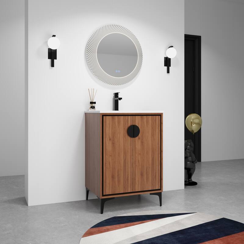 Malwee 24"/30" FreeStanding Bathroom Vanity, Floor Stand Bathroom Vanity with Sink,Soft Close Door and Adjustable shelf