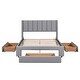 preview thumbnail 12 of 15, Full Size Upholstered Platform Bed with Headboard,Storage Drawers in Footboard