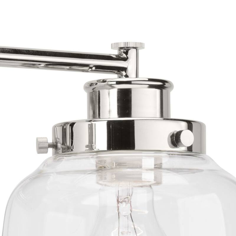Judson Collection Four-Light Polished Nickel Clear Glass Farmhouse Bath Vanity Light - 11.25" x 35.75" x 8.5"