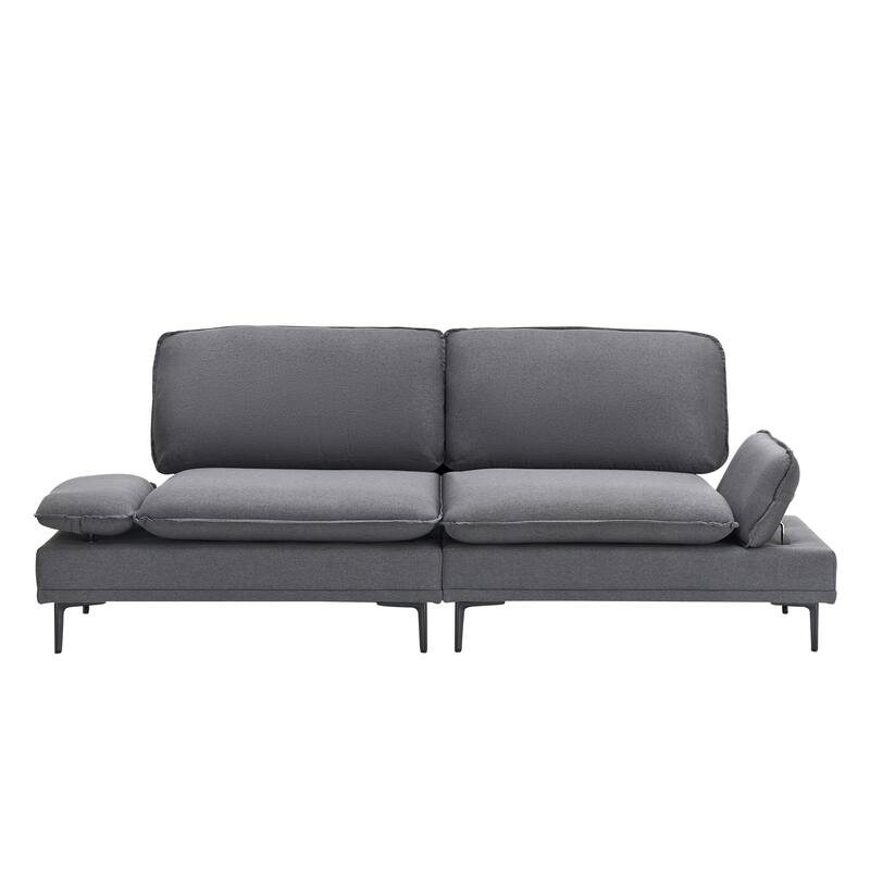 89-inch Dark Grey Polyester Blend Sofa for Offices, Apartments and Living Rooms