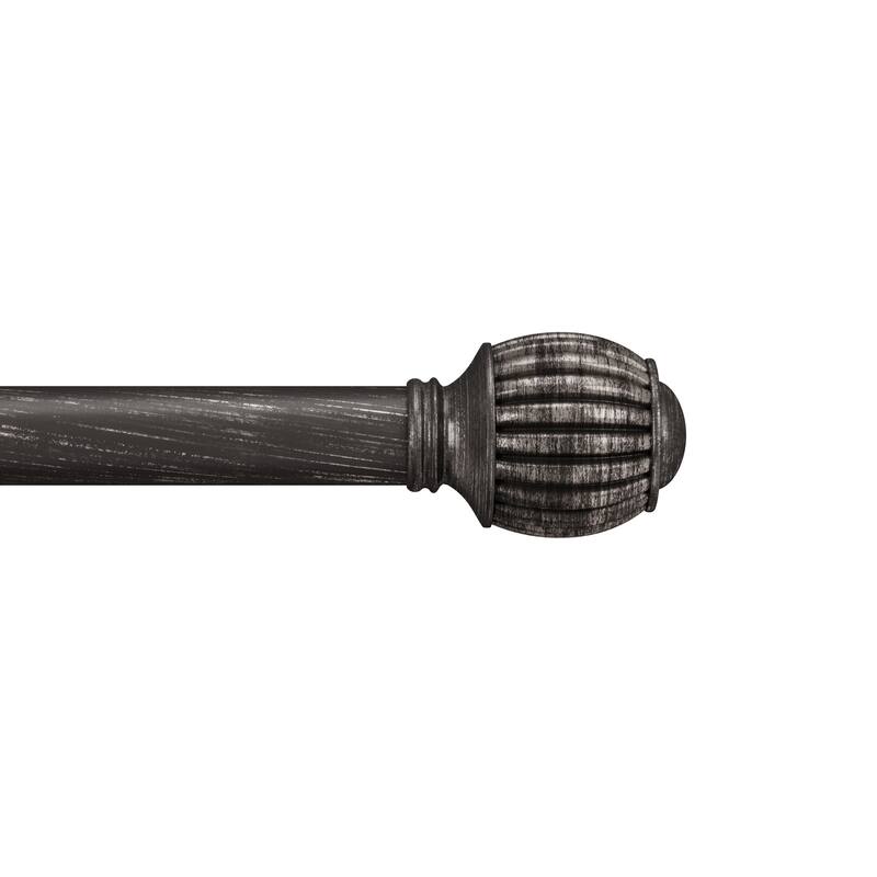 Adjustable Window Curtain Rod and Cap Shaped Finial - 48-84" - Black