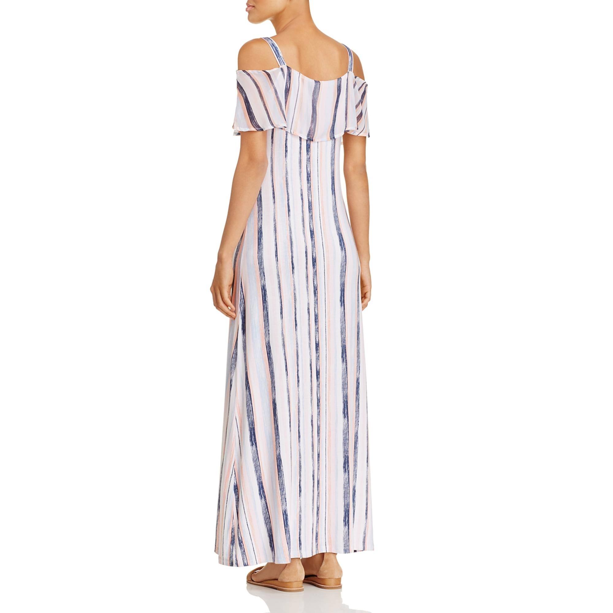 Design History Women/'s White /& Black Striped Sleeveless Maxi Dress