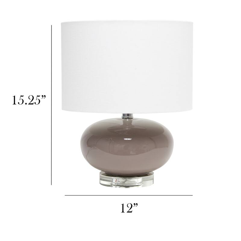15.25 in. Gray Finish Table Lamp with White Shade, Sturdy Table Lamp for Living Rooms and Bedrooms