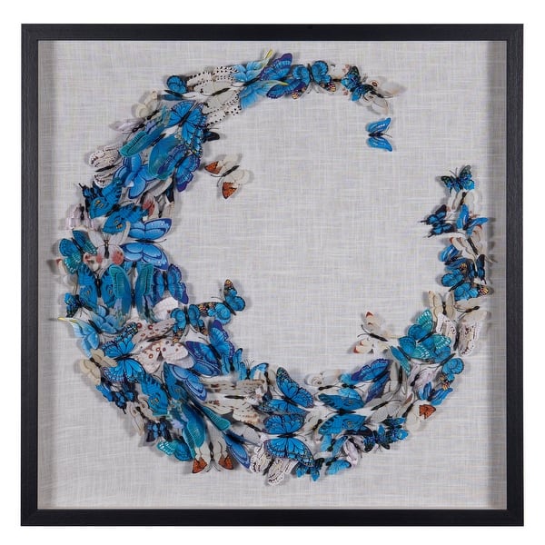 slide 2 of 5, HUJI Blue Butterfly Crescent Shadow Box Wall Decor Wall Art