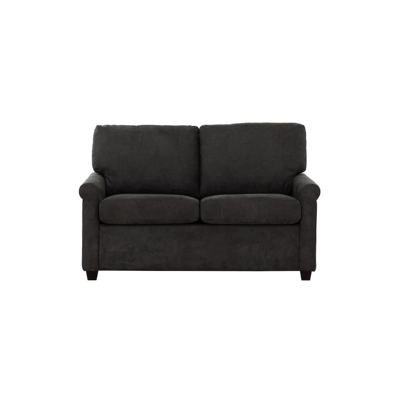 54 Inch Plush Convertible Sofa Bed with Rolled Arms, USB Ports, Dark Gray