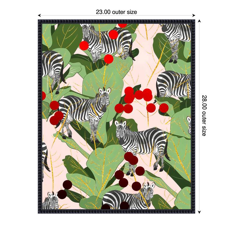 Zebra Harem by Uma Gokhale Framed Canvas Wall Art - 23 x 28 in