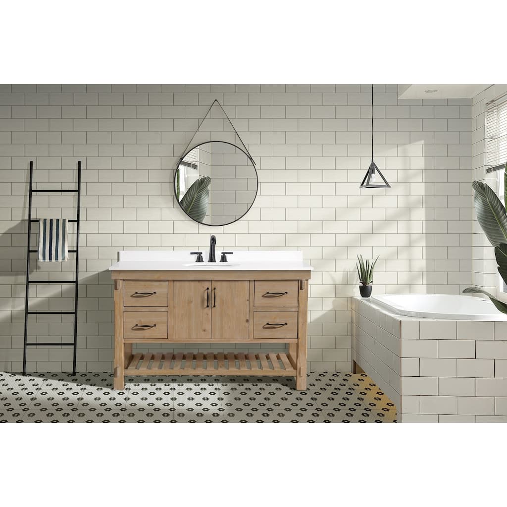 Marina 55" Bathroom Vanity, Weathered Fir Finish