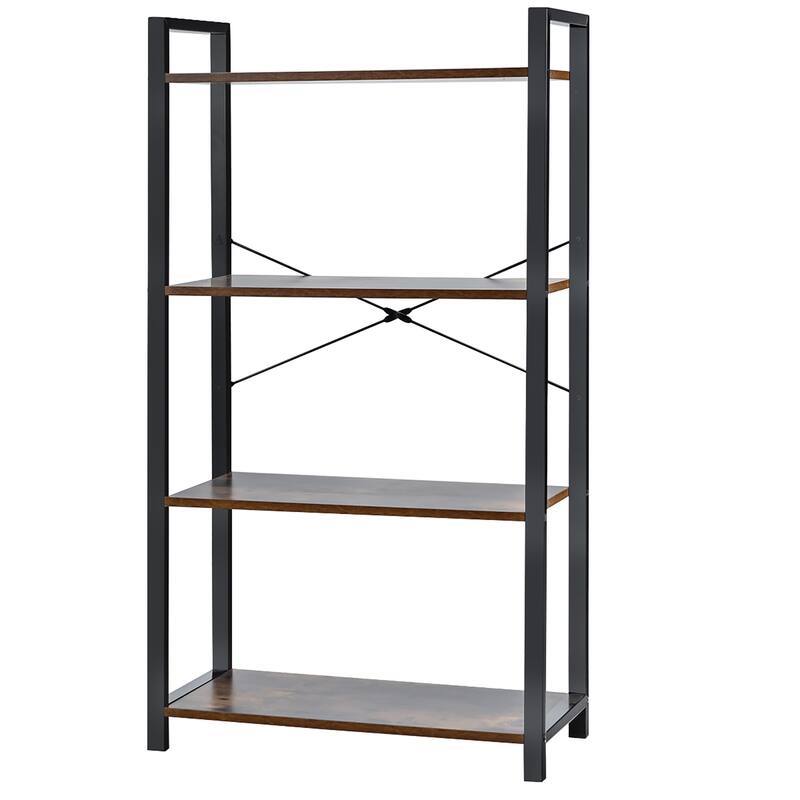 Costway 4-Tier Bookshelf Industrial Bookcase Diaplay Shelf Storage