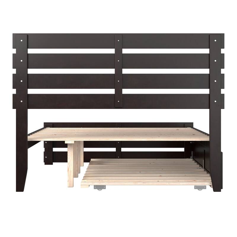 Oxford Full Platform Bed with Matching Footboard & Twin Trundle in Espresso