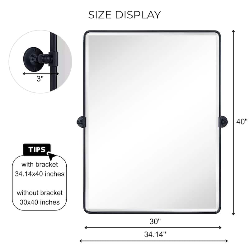 TEHOME Woodvale Rectangle Vertical Metal Wall Mirrors