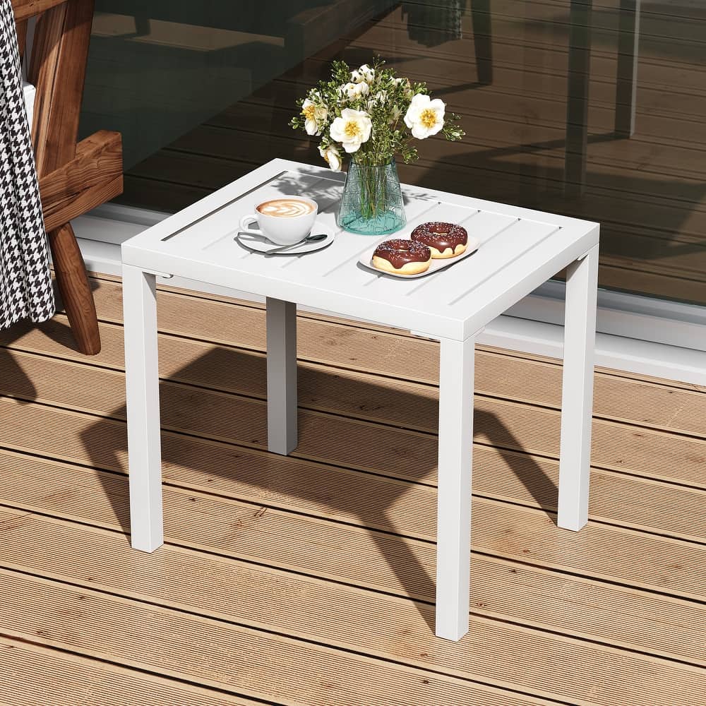 VredHom Outdoor Aluminum Patio Side Table - 18.1 in L * 13.8 in W * 15.7 in H