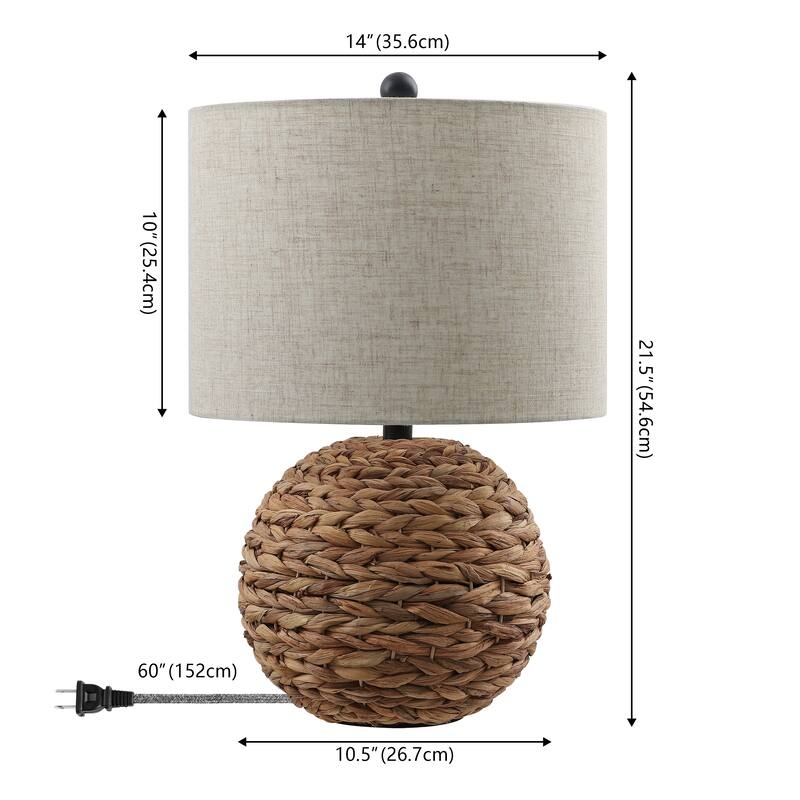 Camilo 21.5" Modern Coastal Woven Rattan Globe LED Table Lamp