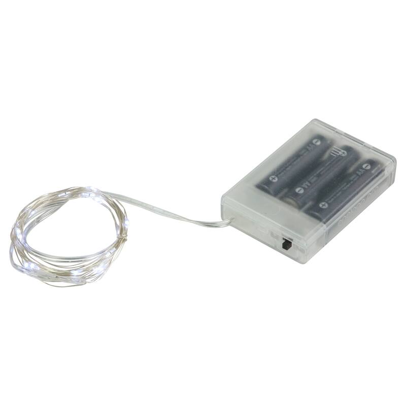 20 B/O Pure White LED Micro Fairy Lights - 6ft, Copper Wire