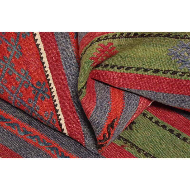 Hand Woven Oriental 100% Wool Carpet Southwestern Tribal Multi-Colored Kilim Area Rug - 10' 0'' X 6' 0''