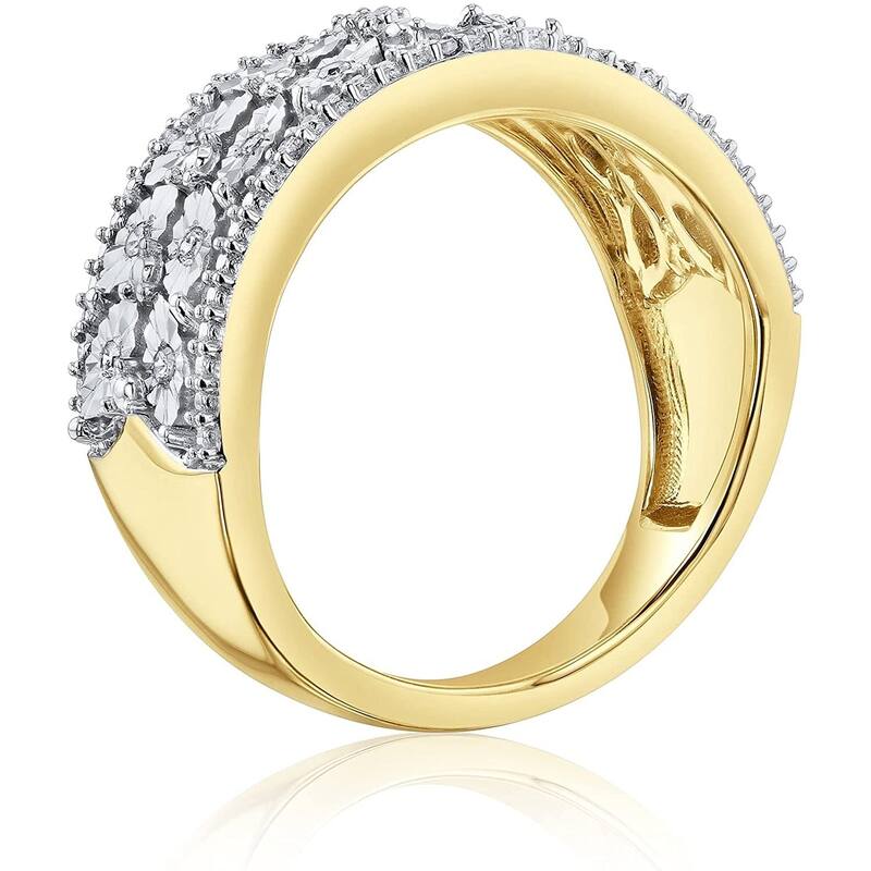 Kobelli 1/10 Carat Natural Diamond 10k Solid Two Tone Gold Vintage Style Wide Butterfly Ring