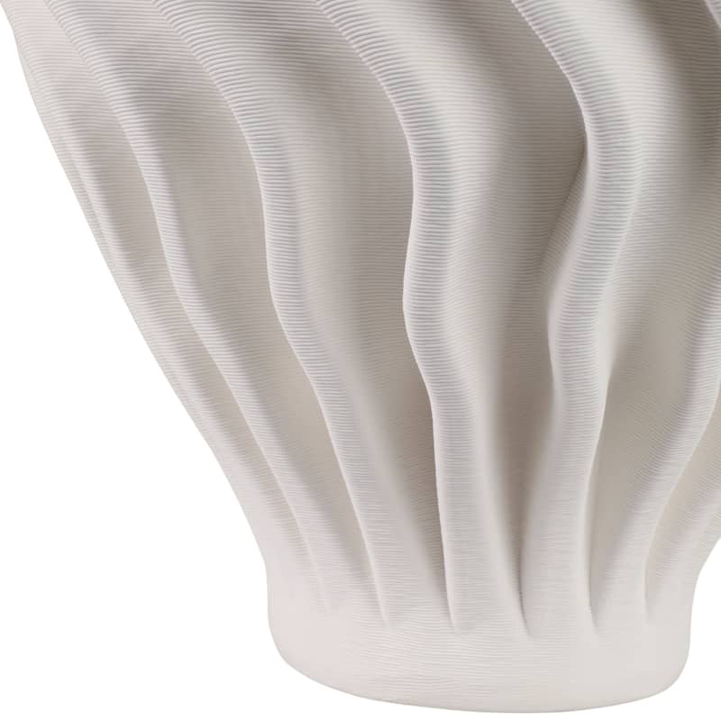 Porcelain Sculptural Vase with Textured Wave Design Modern Form