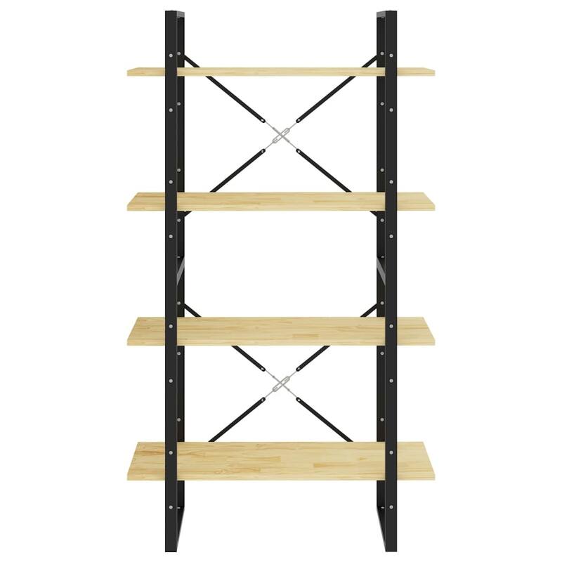 vidaXL 4-Tier Book Cabinet Black 31.5"x11.8"x55.1" Solid Pine Wood