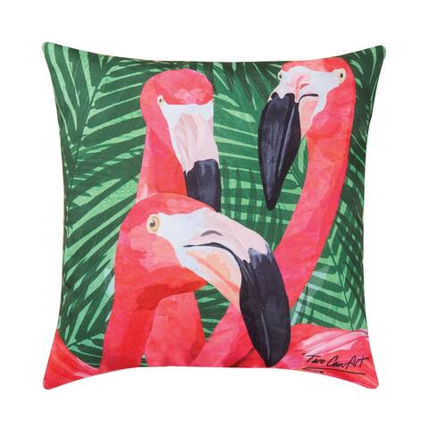 Flamingos Printed 18 Inch Accent Decorative Accent Throw Pillow