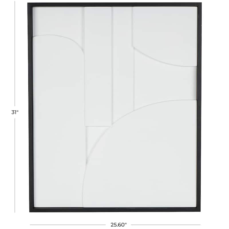 White or Cream Wood Geometric Wall Decor with Brown or Black Wood Frame