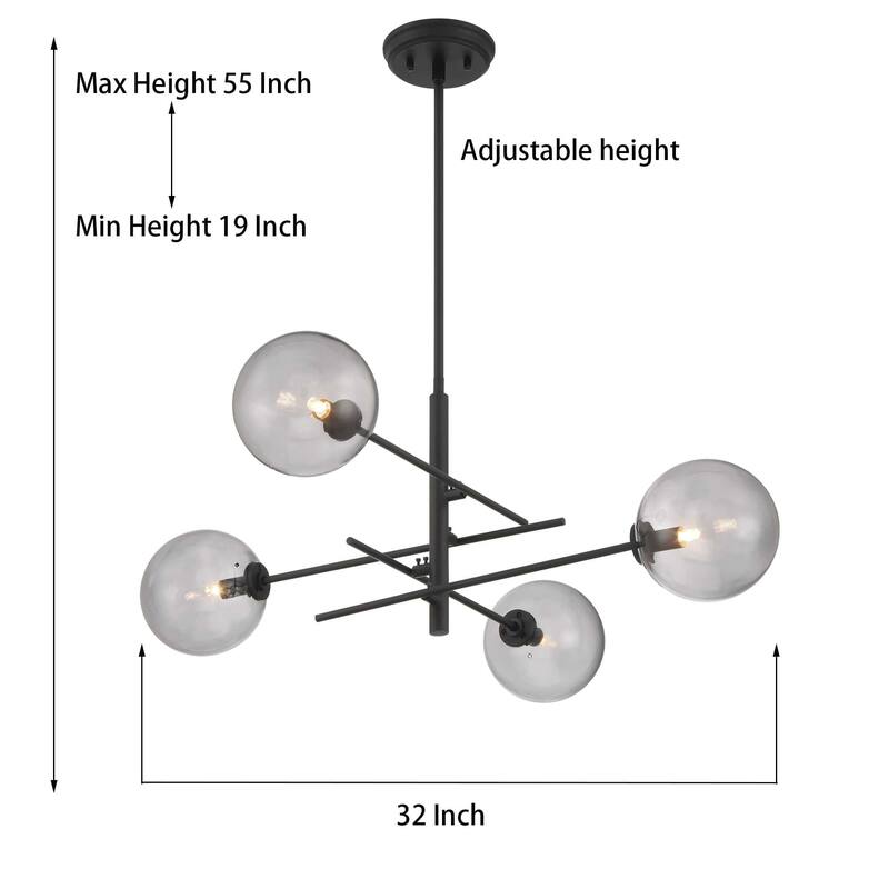 Acroma 32 in. Modern 4-light Sputnik Chandelier with UL Certified