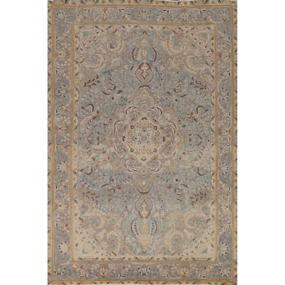 Blue Floral Tabriz Persian Rug Handmade Traditional Wool Carpet - 6'7"x 9'7"