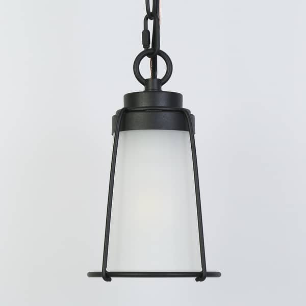Textured Black Transitional Frosted Glass Lantern Pendant Light Textured Black Transitional Frosted Glass Lantern Pendant Light