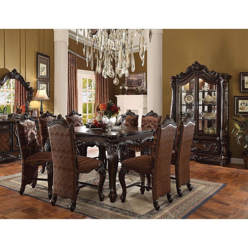 Set of 2 Faux Leather Counter Height Chair in Two Tone Light Brown