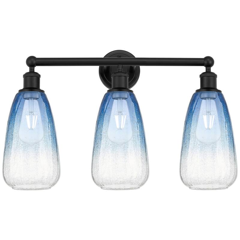Innovations Lighting Endless Possibilities Edison - Brookhaven Almond - 3 Light 24" Bath Vanity Light - Matte Black/Sapphire Blue