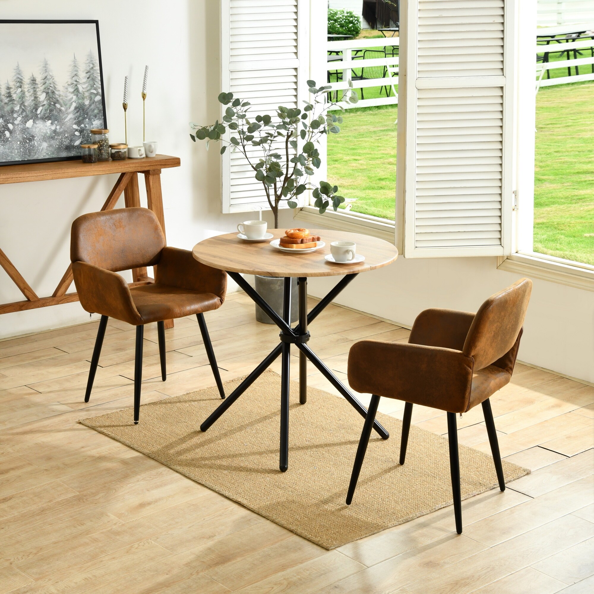 MAYFAIR Upholstered Dining Chair with Oak Color Metal Legs and