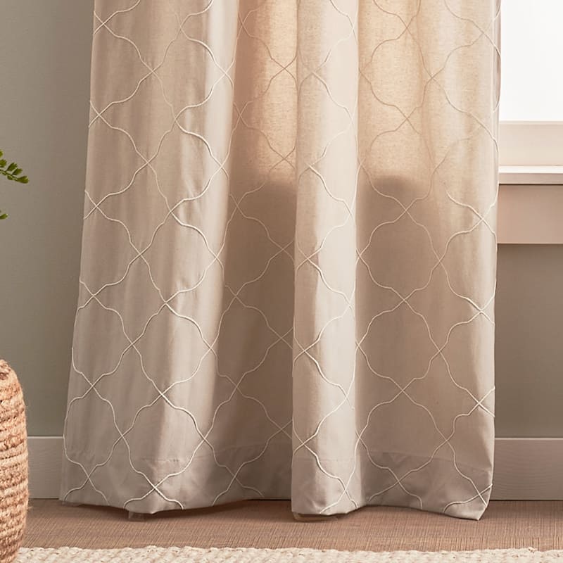 Mallorca Embroidery Back Tab Curtain Panel Pair