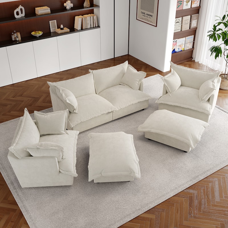 Double Layer Cushion Comfy Cloud Modular Sectional Sofa Set