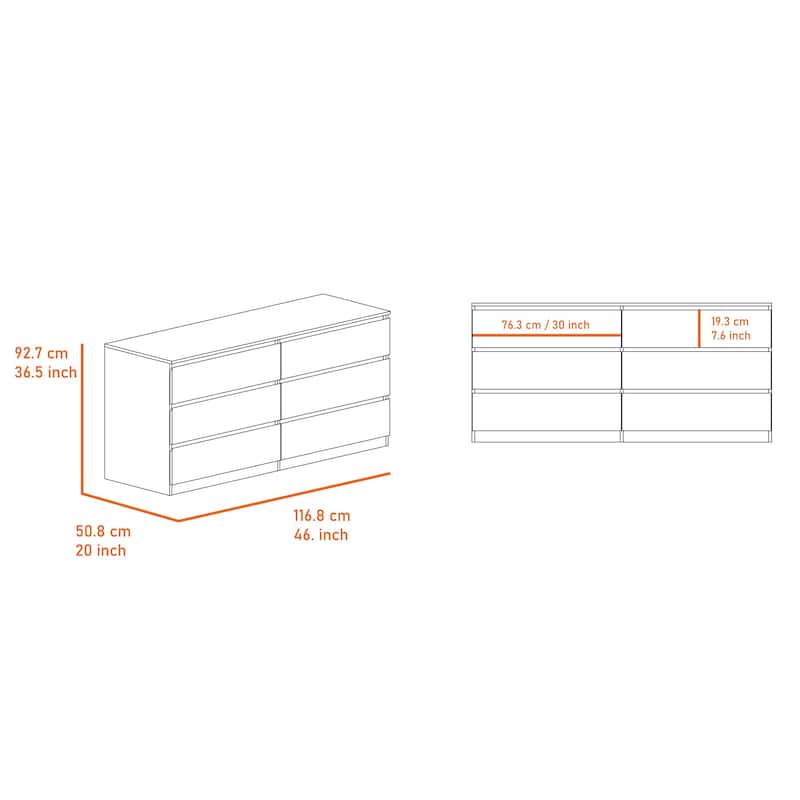 TUHOME Kearny 3-Piece Bedroom Set with Double Drawer Dresser and 2 Nightstands