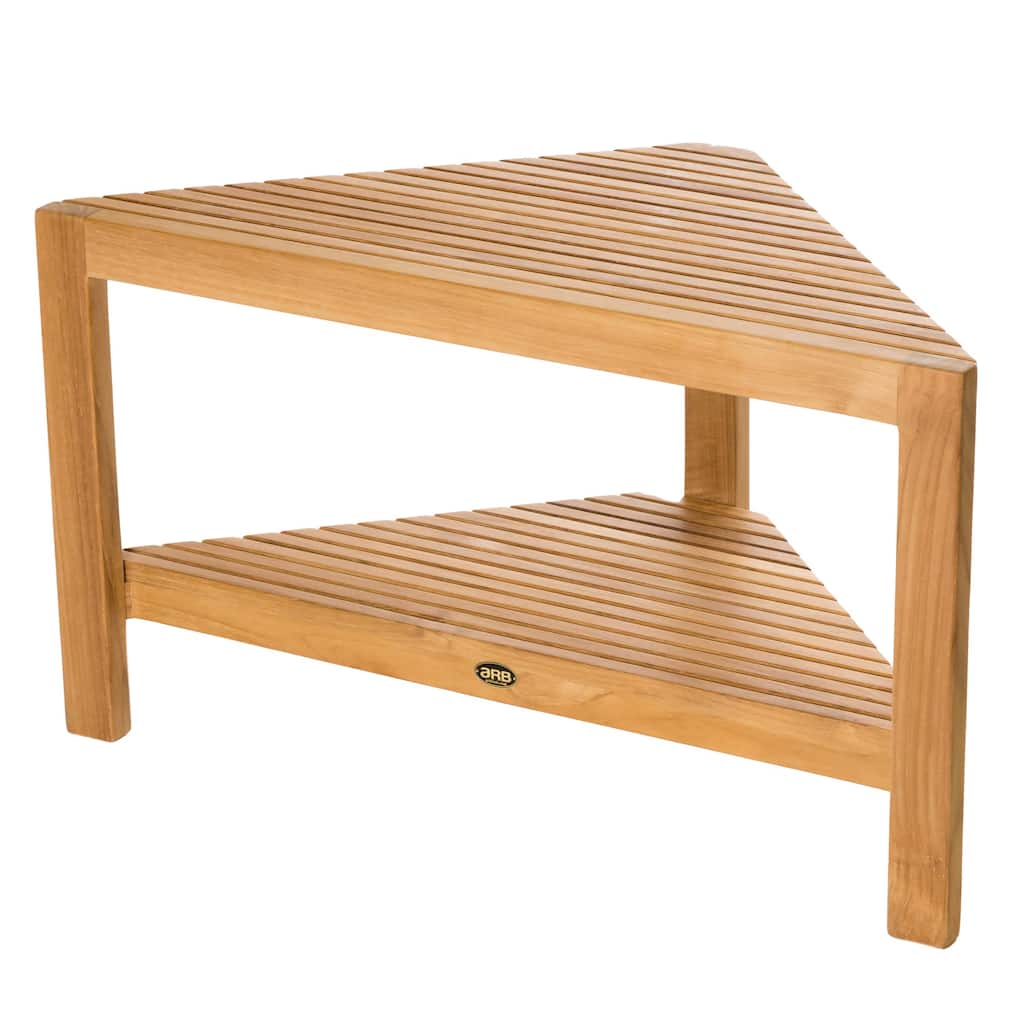 Teak Shower Bench Fiji corner 31" (80 cm) with shelf