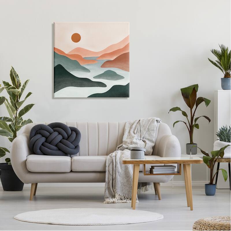 Stupell River Flowing Between Modern Valley Landscape Canvas Wall Art, Design by JJ Design House LLC