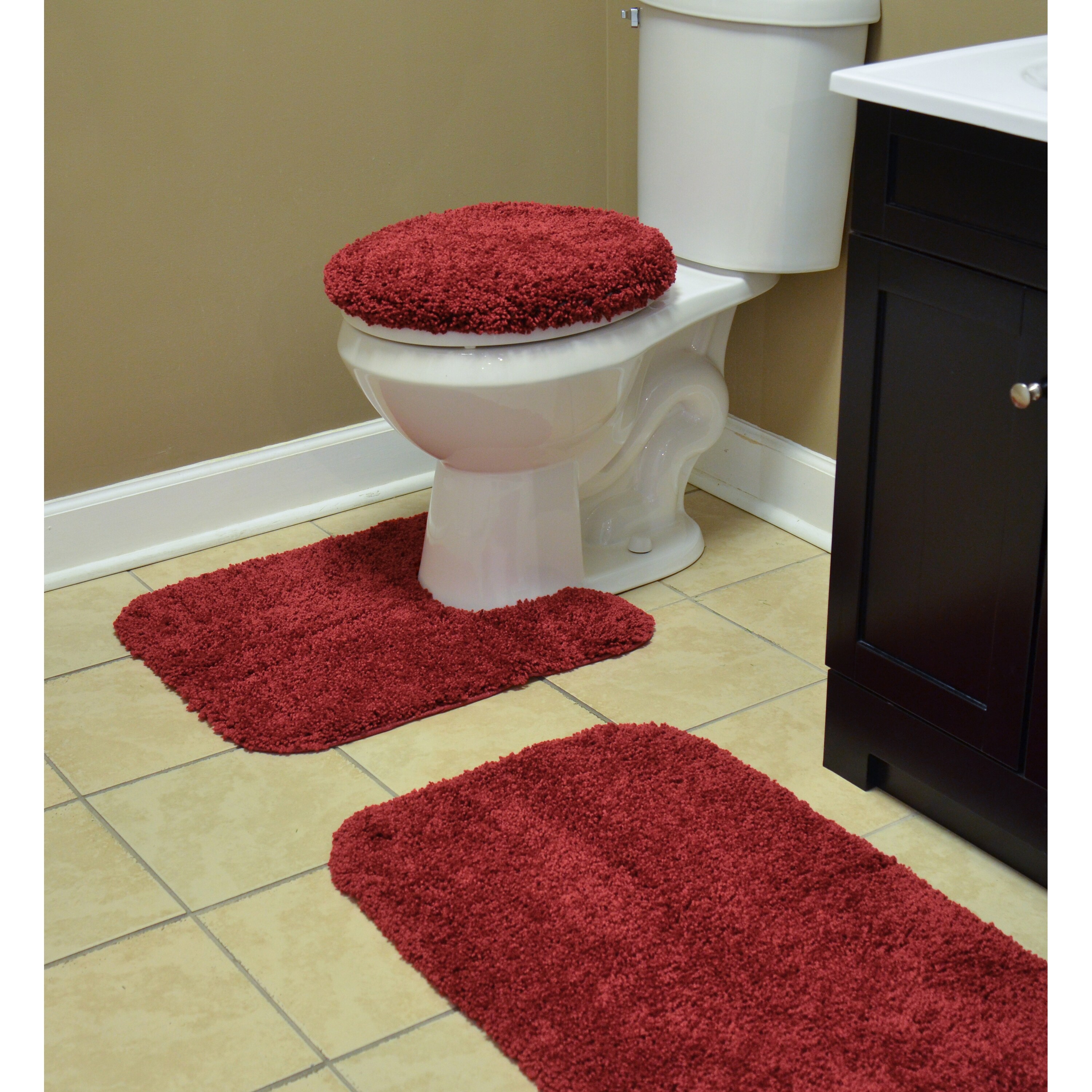 Finest Luxury Washable Nylon Shag Bath Rug, or Set in Chili Red - On Sale -  Bed Bath & Beyond - 25719832