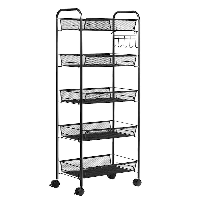 Costway 5 Tier Storage Rack Trolley Cart Home Kitchen Organizer