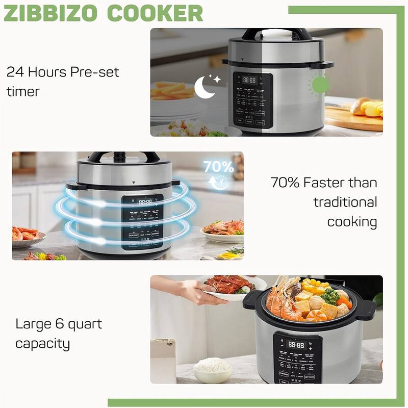 Electric Pressure Cooker, Upgraded 6 Quart/8 Quart 12-in-1 Multicooker, Stainless Steel Slow Cooker, Rice Cooker, Steamer, Sauté