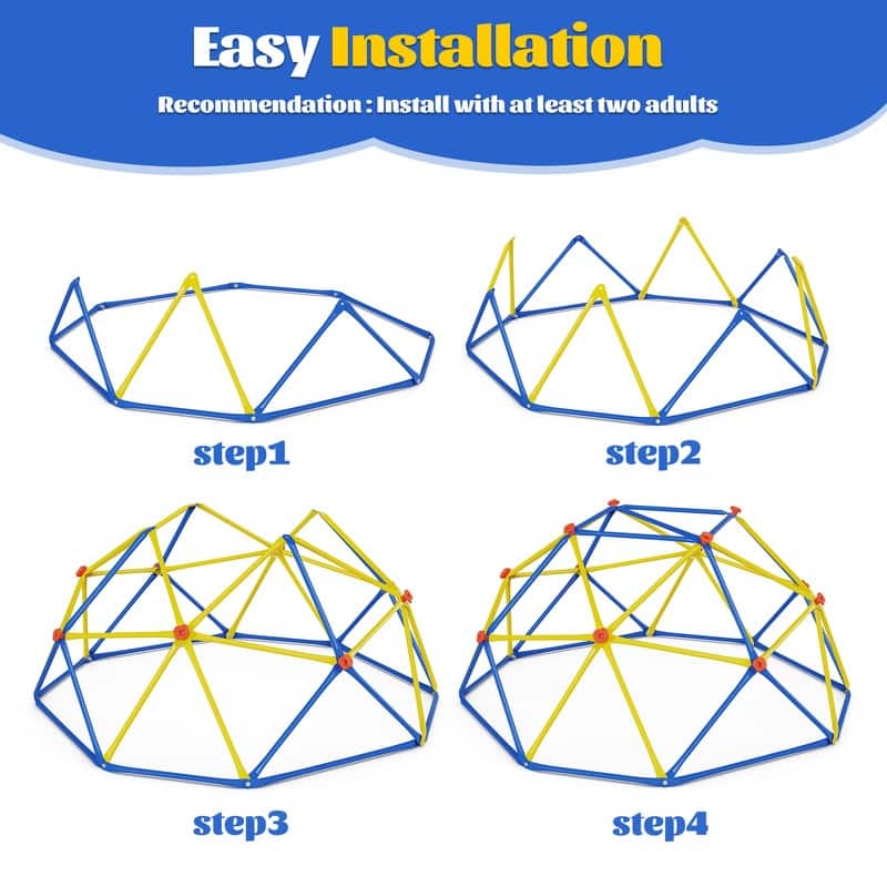 6FT Geometric Climbing Dome Climber Playground for Kids 3-10, Climbing Toys for Kids - N/A