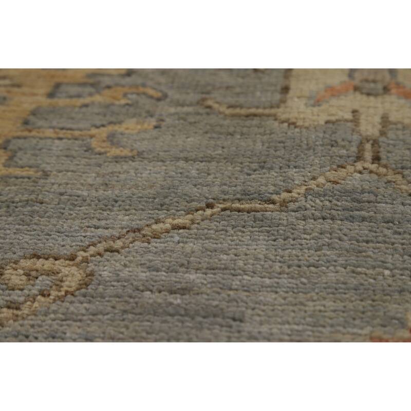 Hand Knotted Oriental 100% Wool Carpet Transitional All-Over Greys & Charcoal Oushak Area Rug - 9' 8'' X 8' 1''