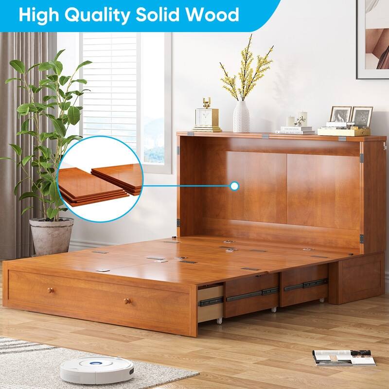 Mixoy Queen Horizontal Murphy Chest Bed with Mattress,Charging Station