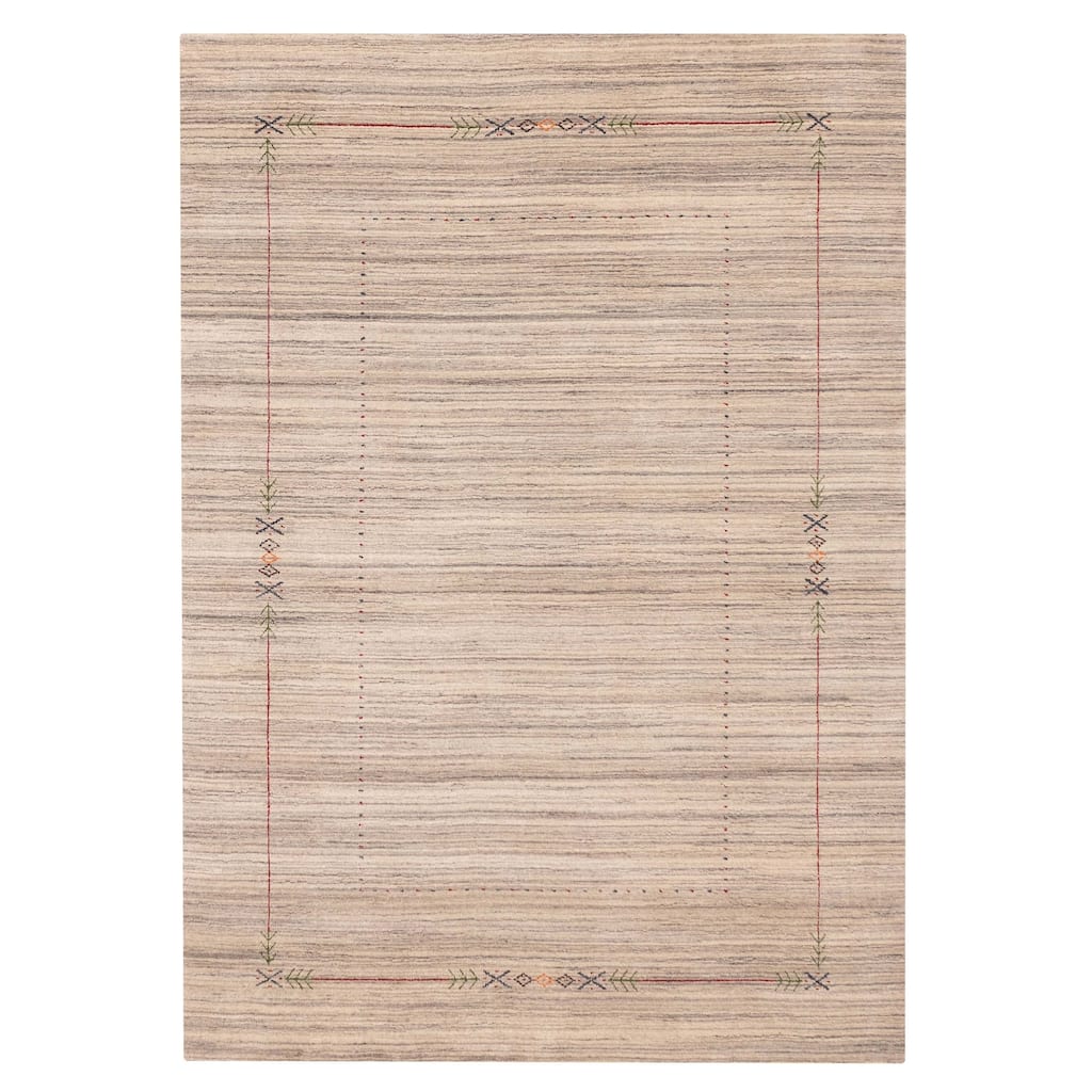 ECARPETGALLERY Hand Loomed Kashkuli Gabbeh Grey Wool Rug - 6'2 x 8'9