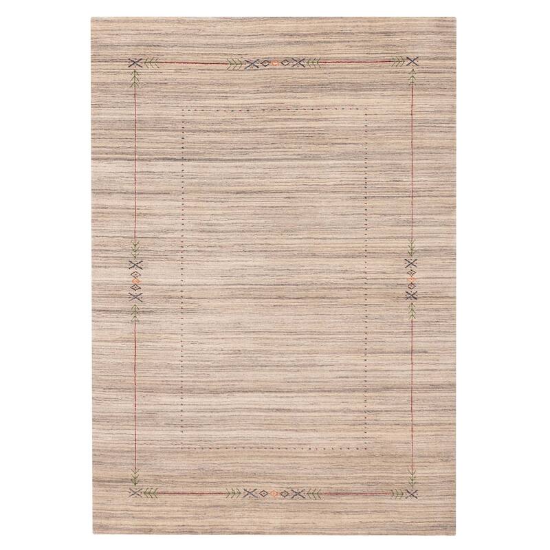 ECARPETGALLERY Hand Loomed Kashkuli Gabbeh Grey Wool Rug - 6'2 x 8'9