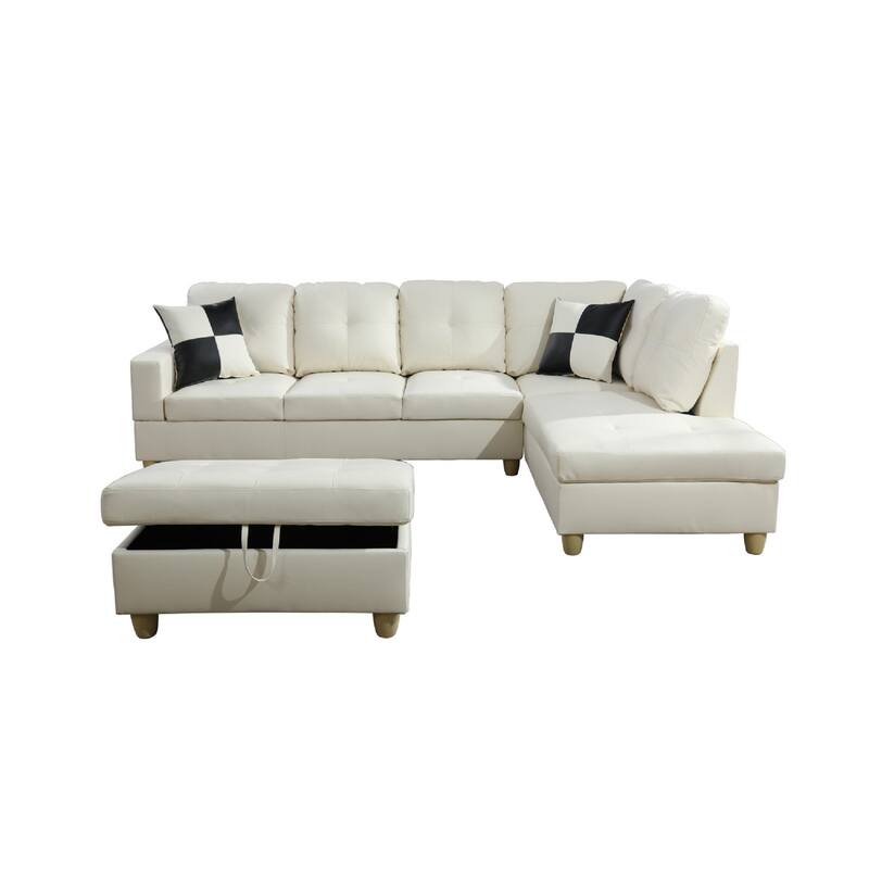 Coolroon 3-Pieces Sectional Sofa Set,Black(091)