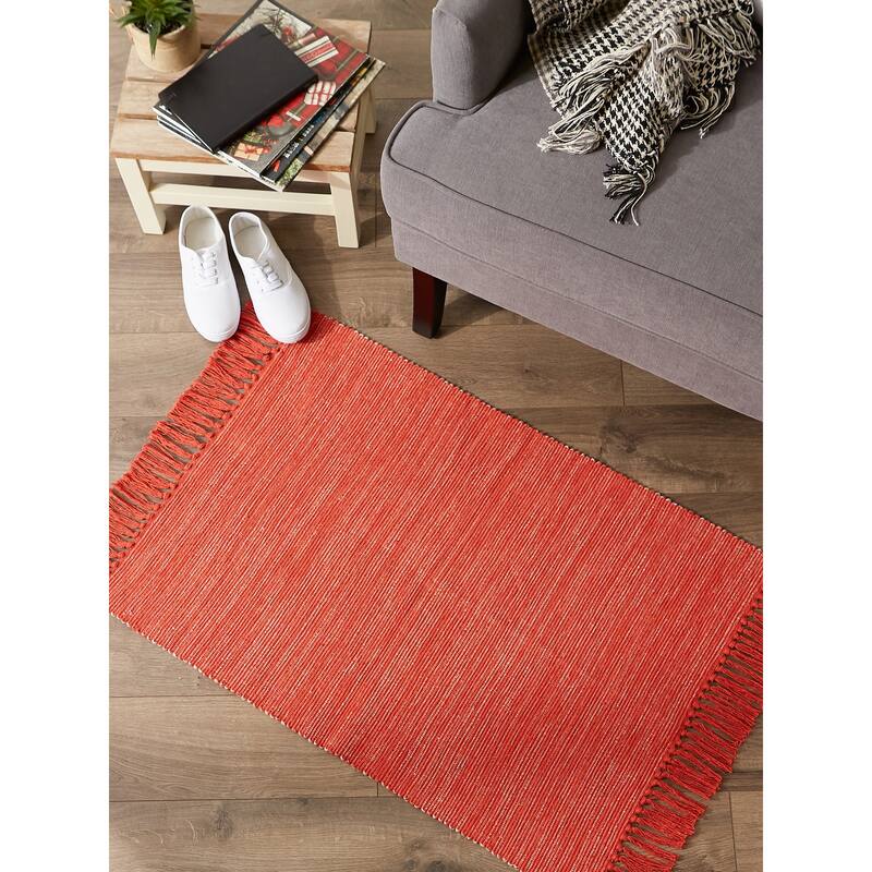 DII Gray and Off White 2-Tone Ribbed Rug 2x3 Ft - 24.0 In. L X 36.0 In. W X 0.2 In. H