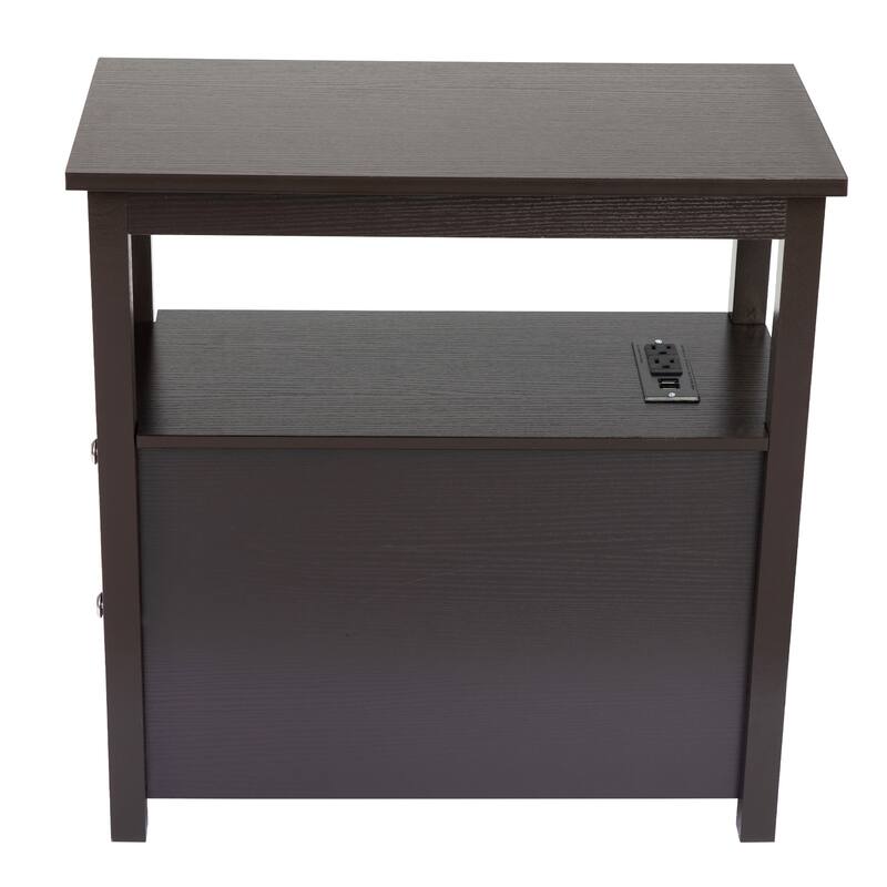 Compact Nightstand with USB Charging, 2 Drawers & Shelf, Sturdy Wood Design, Easy Assembly