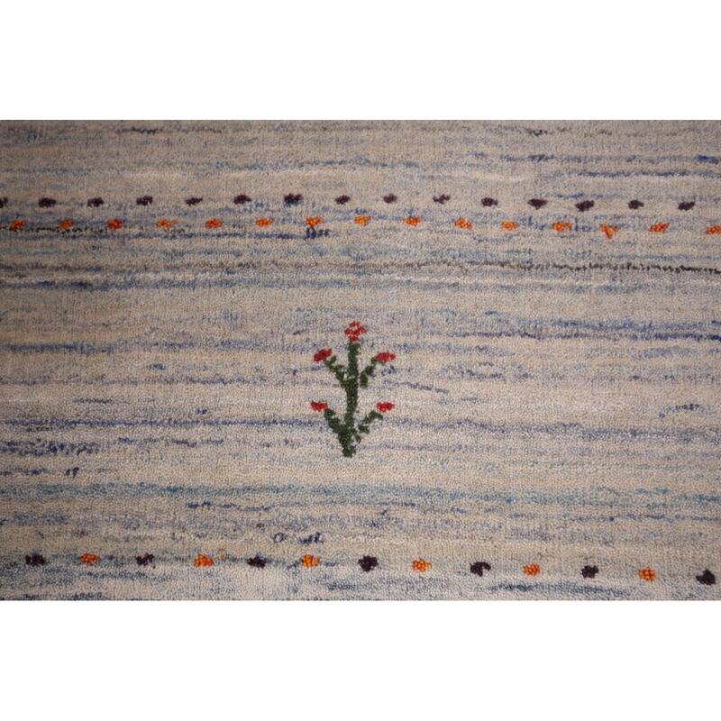 Gabbeh Indian Area Rug Handmade Beige Wool Carpet - 6'6"x 9'10"