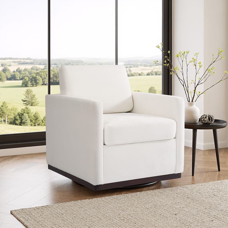 Chenille Leather Modern Swivel Accent Chair