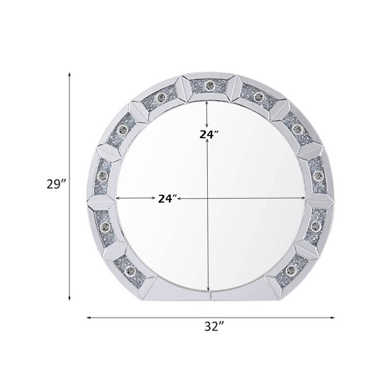 Mirrored & Faux Diamonds Accent Mirror (Assembled)