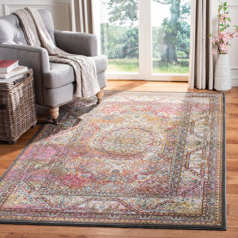 SAFAVIEH Luxor Belia Boho Medallion Distressed Rug - 4' x 6' - Ivory/Fuchsia